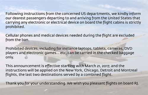 US set to ban electronics in hand 