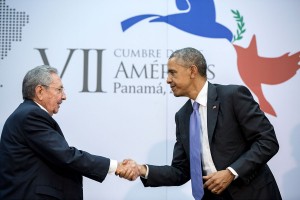 ObamaCastro – TRBusiness April 11, 2015 "The culmination of years of talks resulted in this handshake between the President and Cuban President Raúl Castro during the Summit of the Americas in Panama City, Panama." (Official White House Photo by Pete Souza) This official White House photograph is being made available only for publication by news organizations and/or for personal use printing by the subject(s) of the photograph. The photograph may not be manipulated in any way and may not be used in commercial or political materials, advertisements, emails, products, promotions that in any way suggests approval or endorsement of the President, the First Family, or the White House. – TRBusiness