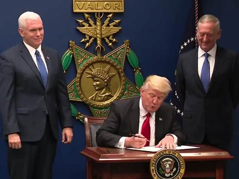 Trump signing travel ban muslim order January 27 2017