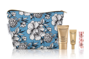 Gift-with-purchase bags from Elizabeth Arden, produced through its collaboration with Sparrow Society, featuring floral print and luxury skincare bottles. – TRBusiness
