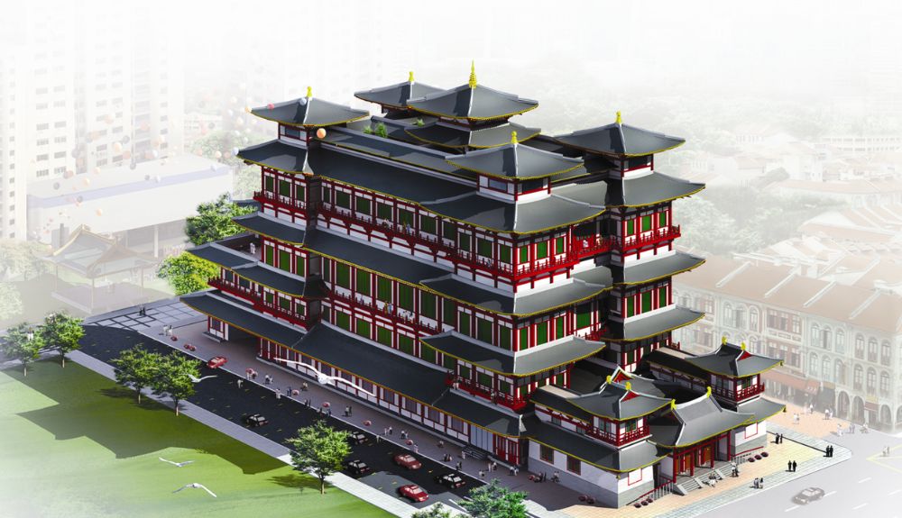 8 – TRBusiness An artist – TRBusiness's rendering of the Buddha Tooth Relic Temple and Museum