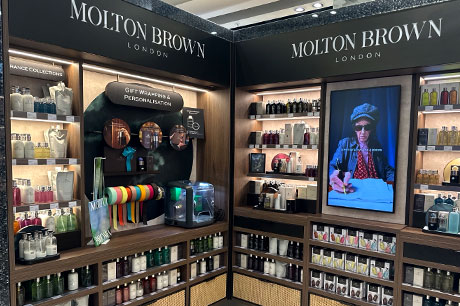 Molton Brown bespoke fragrance wall at Heathrow