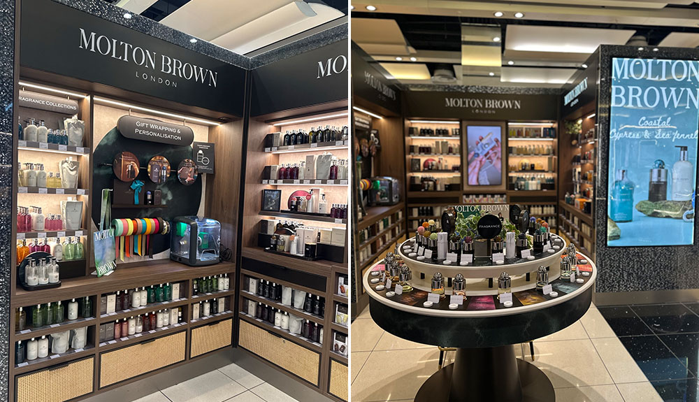 Molton-Brown-bespoke-gifting-wall2 – TRBusiness Molton Brown bespoke fragrance wall at Heathrow – TRBusiness