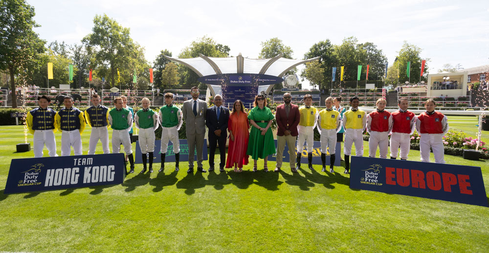 Sherger-Cup-2026 – TRBusiness Mohammed Al Hakim, Ramesh Cidambi, Alpana Cidambi, Sinead El Sibai, and Salim Dahman join the stellar line-up of jockeys for the 2026 Dubai Duty Free Shergar Cup.